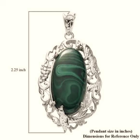 African Malachite Gemstone Pendant - Picture 2 of 5